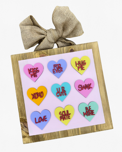 Conversation Hearts Porch Post Sign