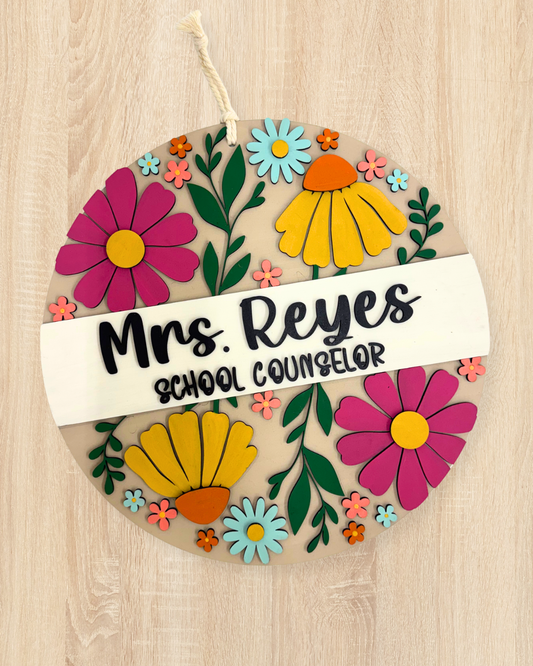 Floral School Sign