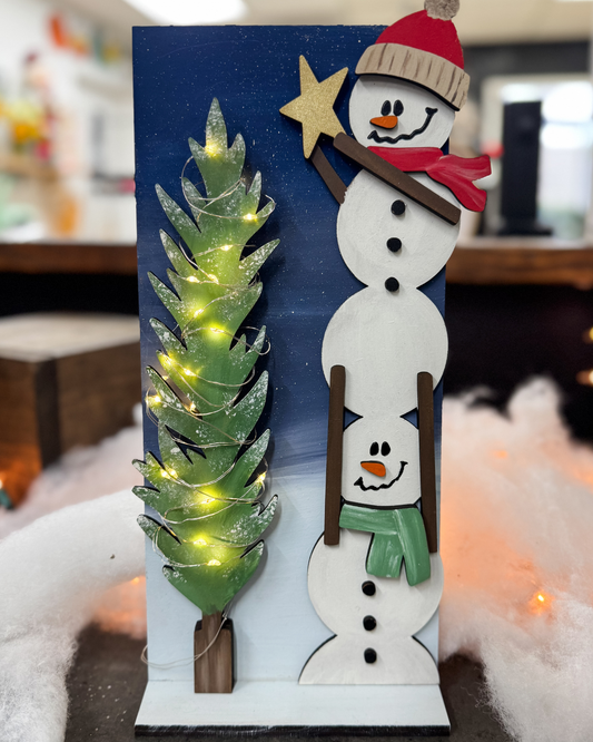 Snowman Decorating Tree Project Blank