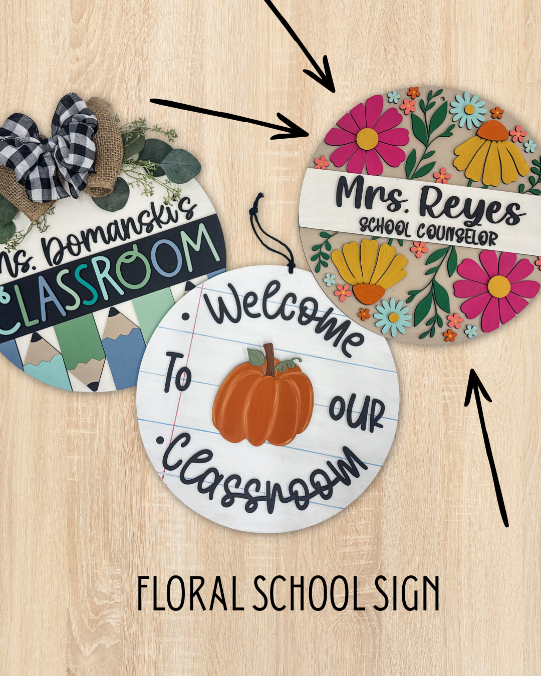 Floral School Sign