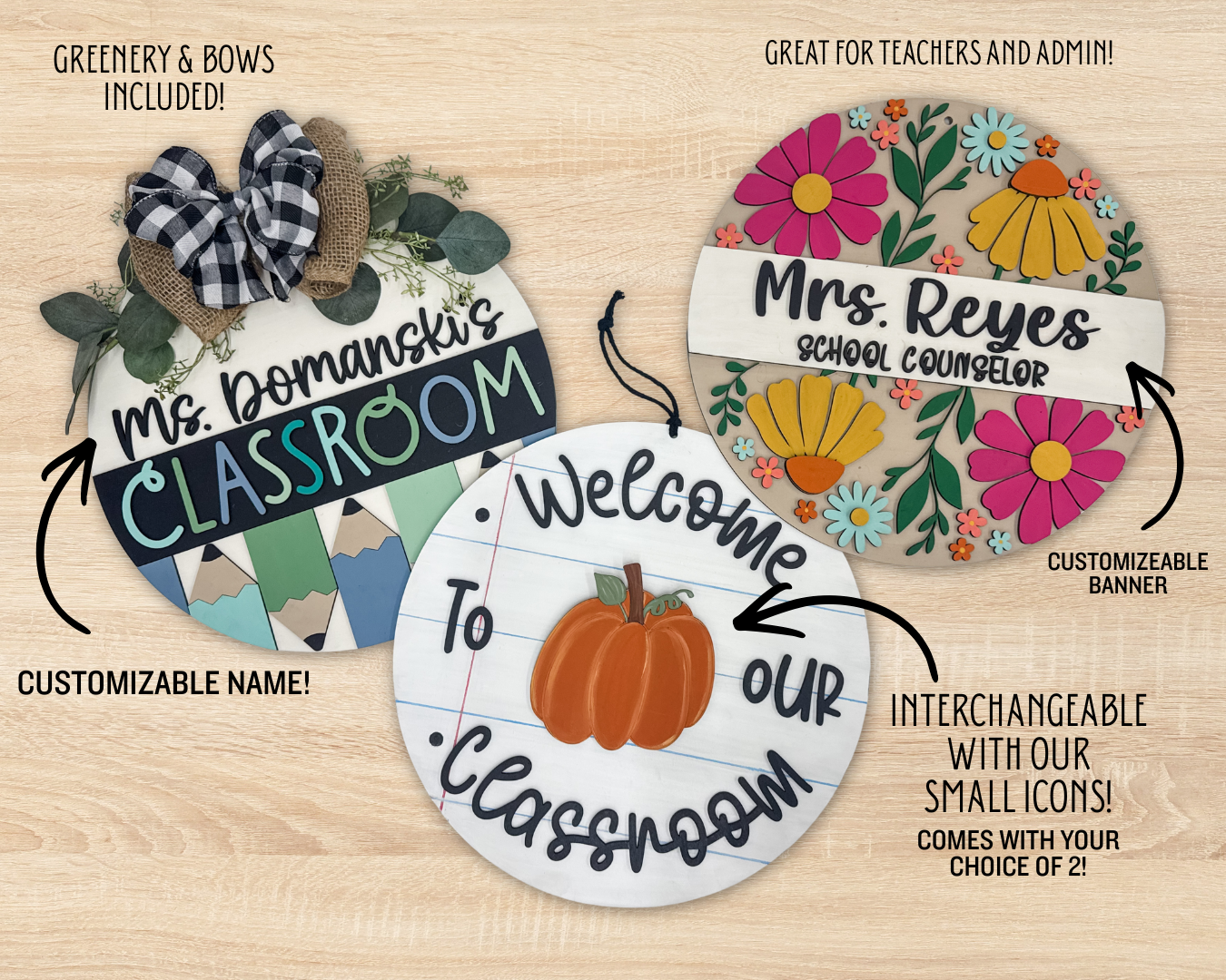 Floral School Sign